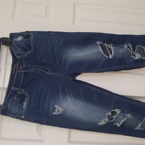 Junior blue demin rip jean